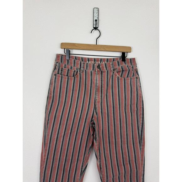 American Eagle Striped Mom Jeans Size 10 Regular High Rise Stretch Denim - Picture 2 of 9